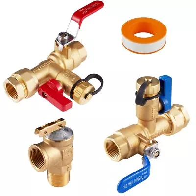 3/4  EFIELD IPS Isolator Tankless Water Heater Valve Kit & Pressure Relief Valve • $46.85