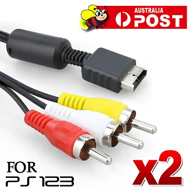 $6.95 • Buy 2x TV AV RCA Audio &Video Cable For SONY Playstation 1 2 3 PS1 PS2 PS3 Lead Cord