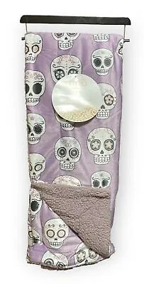 Thro Studio Sugar Skull Purple Fleece Plush Throw Blanket 60 In L X 50 In W • $30