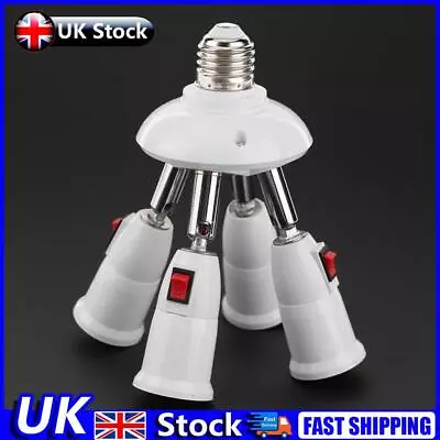 E27 Splitter 4 Heads Lamp Base Adjustable LED Light Holder Adapter Socket UK • £9.30