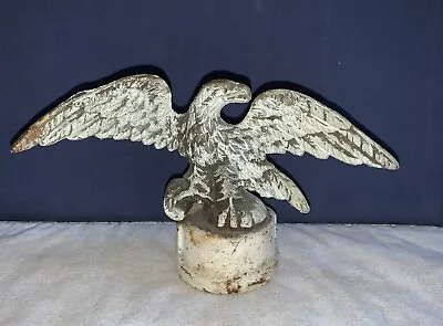 Vintage Painted Cast Iron Eagle Flag Pole Finial Topper Architectural Outstandin • $59