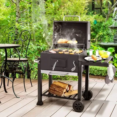 BBQ Grill Smoker Lamb Roaster Camping Outdoor Kitchen Meat Charcoal Grill Wheels • £129.95