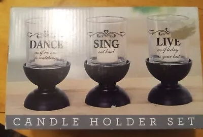 Set Of 3 Votive Candle Holder Dance Sing Live NIB • $9