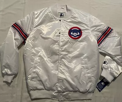 Mens Chicago Cubs Throwback Satin Starter Jacket Coat Insulated Size Large NWT • $80