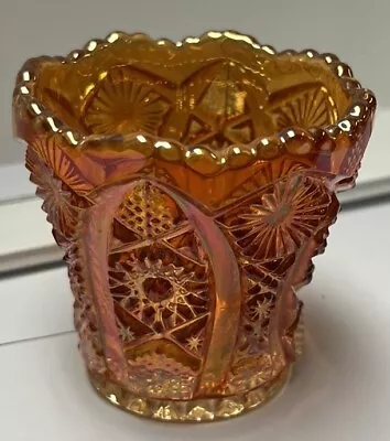 Vintage Imperial Marigold Carnival Glass Tooth Pick Holder Pinwheel Pattern • $10