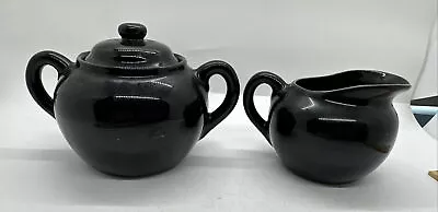 HIC Japan  Black Creamer And Sugar Bowl With Lid • $22