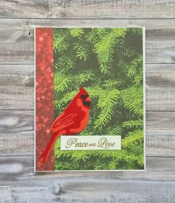 Handmade Christmas Card: Christmas Cardinal Peace And Love Happy Christmas  • $4.99