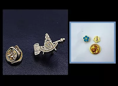 LOT 2 Masonic Freemason Past Master & Forget Me Not Flower Lapel Pin -Tie Tack • $11.89