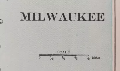 Vintage 1901 MILWAUKEE WISCONSIN Map 11 X14  Old Antique Original CONCORDIA  • $19.64