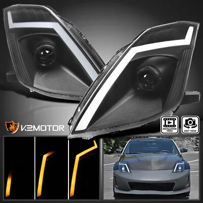 Black Fits 2006-2009 350Z Z33 Switchback LED Signal Projector Headlights Lamps • $428.38