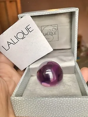 LALIQUE Purple Crystal Glass Cabochon Ring Size L 1/2 BOXED K.5 US 6 • £109.99