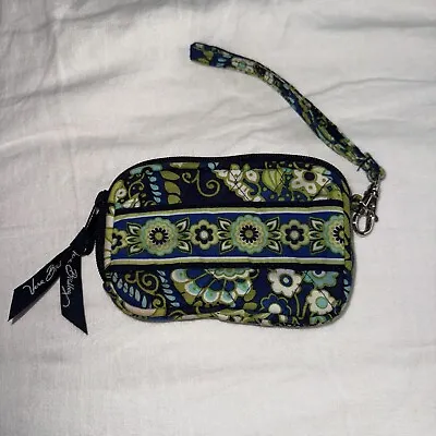 Vera Bradley Wristlet Wallet Zip Pouch Blue Floral Paisley • $10