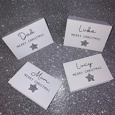£6.99 • Buy Personalised Christmas Place Cards Glitter Star Place Setting Name Card 