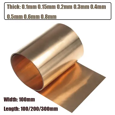 Phosphor Bronze Sheet Plate Thick 0.1mm~0.8mm Metal Panel Phosphor Cu Strip Foil • £6.68