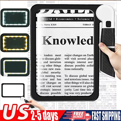 Large Magnifying Glass With Light Full Page 5X Magnifier 48LED Cold & Warm Ligh • $14.44