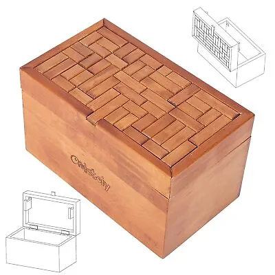 Onietoiy Big 32 Steps Wooden Secret Puzzle Box Toys Beech Wood Money Holder H.. • $41.58