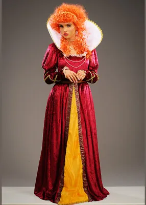 Womens Queen Elizabeth I Burgundy Tudor Costume • £53.49