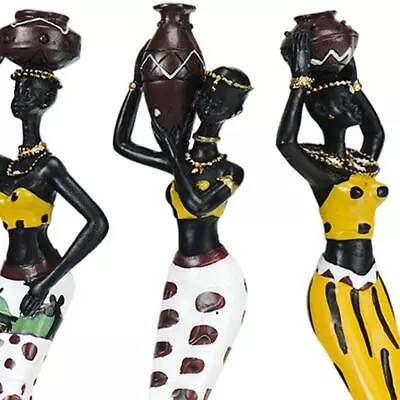 Exquisite Resin African Lady Figurine Tribal Female Statue For Tabletop Bookshe • $34.06