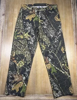 Mossy Oak Break-Up Camo Jeans Mens Size 36x32 Green Brown Canvas Hunting Pants • $29.99