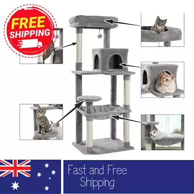Cat Tree 143cm Cat Scratching Post Multi-Level Play Tower With A Large Hammock • $119.85