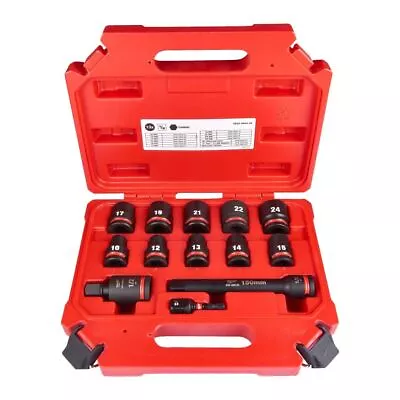 Milwaukee 1/2Dr Impact Socket Set Std 10-24mm 13Pc 4932480456 • £46.99