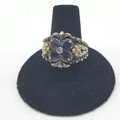 Barbara Bixby Sterling Silver 18k Yellow Gold Flower Purple Iolite • £120.53