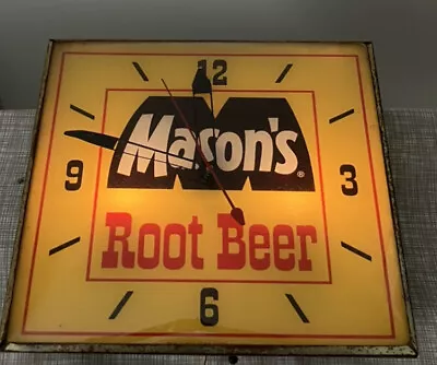 Vintage Mason’s Root Beer Glass Clock Pam Clock Advertising Sign Soda RARE • $1000