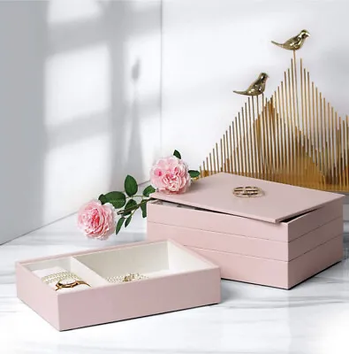 £30 • Buy 4 Layer Stackable Jewellery Box Stacking Trays Vlando Jewelry Organiser- Pink