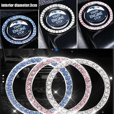 1x Car Accessories Button Start Switch Cover Bling Diamond Rhinestone Ring Decor • £2.51