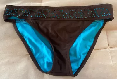 Mossimo Women's Brown Teal Bikini Bottoms Size M Hand Wash • $4.99