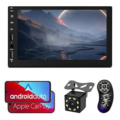 $55.59 • Buy Double Din Car Stereo 7  With Apple Carplay & Android Auto Play MP5 Radio+Camera