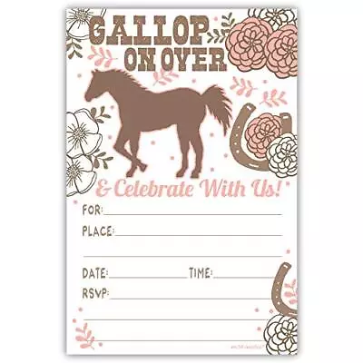 Cute Horse Birthday Party Invitations With Envelopes 20 Count • $15.07