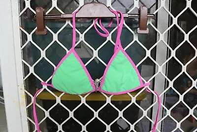 Veve Glamour Competition Bikini Swimwear TOP Green Pink Size Xs 6 Extra Small • $10