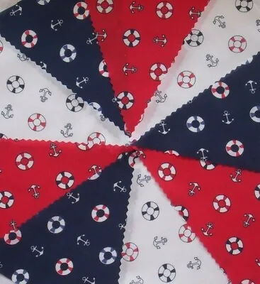  NEW MINI Nautical Red White Blue Fabric Bunting Party Decorations 3mt Or More  • £4.95