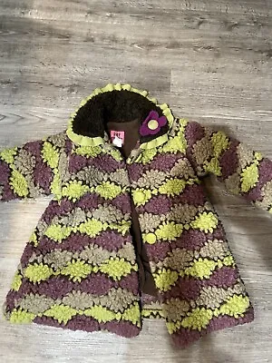 Girls Corky & Company Floral Plush Fleece Swing Coat Jacket Size 6X • $29.67