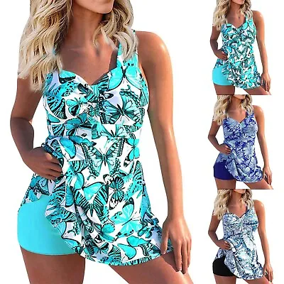 Women Tankini Tops And Shorts 2024 Two Piece Loose Fit Stretch Beach Swim Wear • $23.29