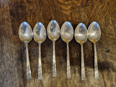 £10.80 • Buy Vintage Viners Sheffield Six Silver Rose Pattern Dessert Spoons - Signs Of Wear