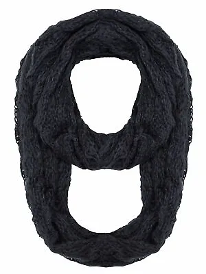 Black Mohair Open Knit Infinity Ring Scarf • $19.99