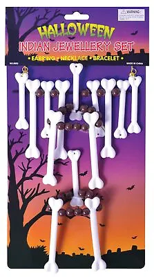 BONE NECKLACE/JEWELLERY SET - FANCY DRESS Costume Accs NEW • £5.23