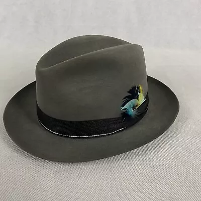 Vintage Mallory By Stetson Fedora 57 MacLachlan Hat Makers Gray Felt Size 7-1/8 • $125