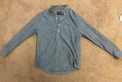 Abercrombie & Fitch Chambray Shirt Men's M Blue Banded Collar Button Up Long Sl • $4