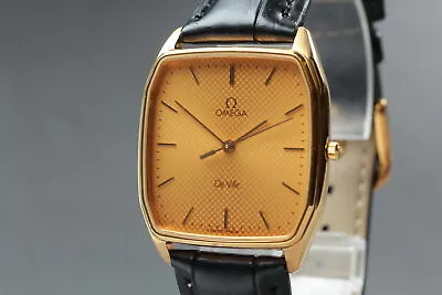 [Exc+5] Vintage Omega De Ville 1417 7J Gold Square Men's Quartz Watch From JAPAN • $349.90