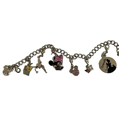 Disney VINTAGE 7 Charm Bracelet Love Mickey Minnie Tinkerbell Cinderella 8  • $19.93