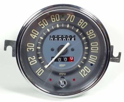 VW BUG BUS GHIA ISP 120 MPH SPEEDOMETER W/TRIP ODOMETER BEIGE NUMERICAL FACE • $225