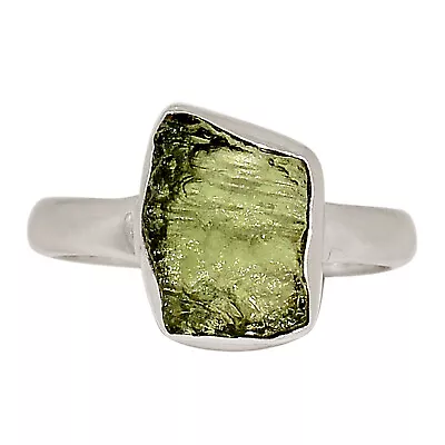 Natural Genuine Czech Moldavite 925 Sterling Silver Ring Jewelry S.6 ALLR-25370 • $33.99