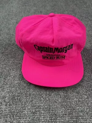 Vintage Captain Morgan Hat Snapback Cap Pink Nylon Original Spiced Rum Booze 90s • $7