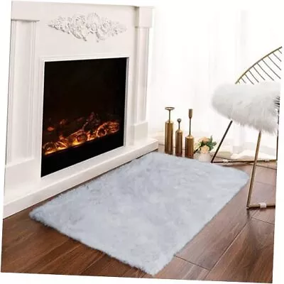  Super Soft Washable Rugs 2x3 Rug Faux Rabbit Fur Rug 2 X 3 Ft Rectangle Grey • $26.92