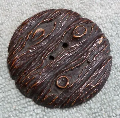 Large Vintage Burwood Syroco Wood Carved Button 2  Inch • $10