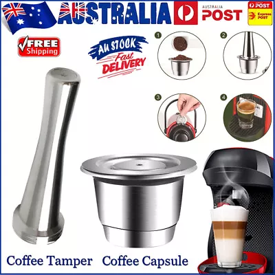 $14.99 • Buy Nespresso Stainless Steel Coffee-Capsule Refillable Reusable-Pods Tamper Set AU