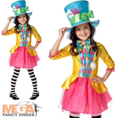 £22.99 • Buy Mad Hatter Girls Fancy Dress Book Day Alice In Wonderland Childrens Kids Costume